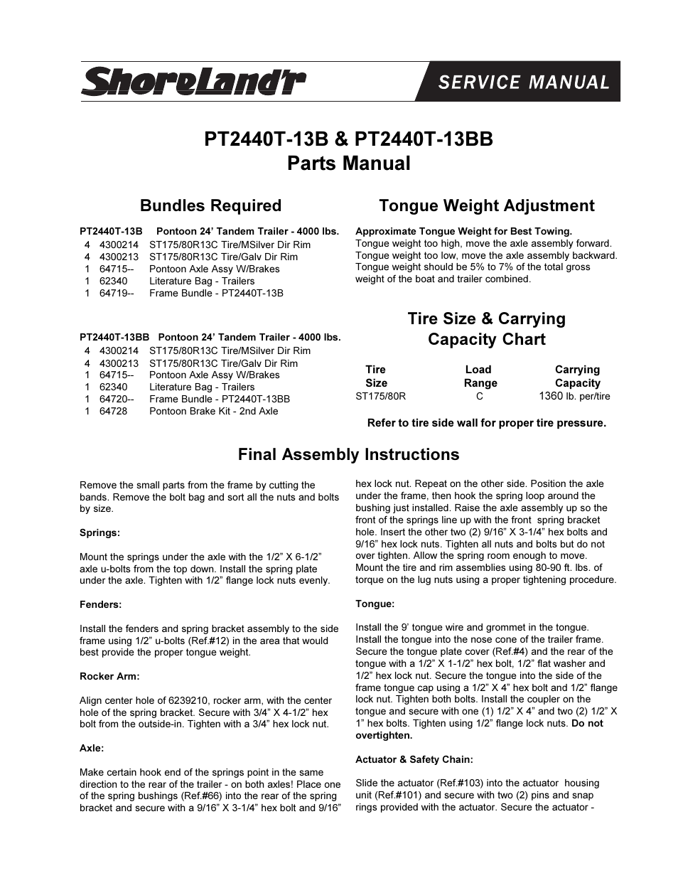 ShoreLand'r PT2440TBB-13 User Manual | 4 pages