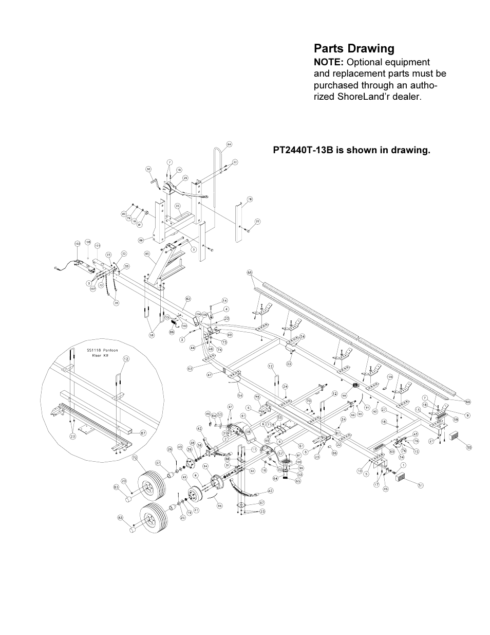 Parts drawing | ShoreLand'r PT2440TBB-13 User Manual | Page 3 / 4