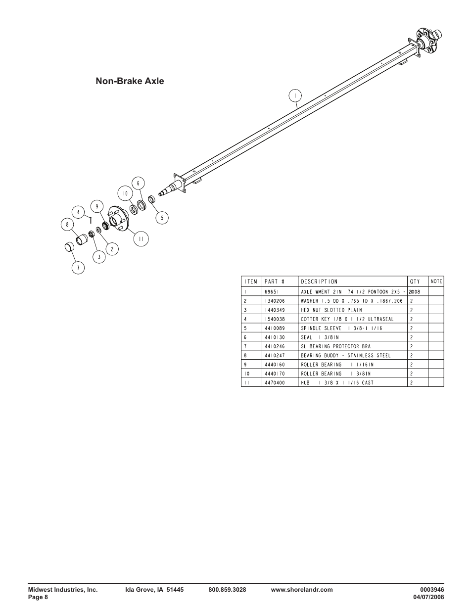 Non-brake axle | ShoreLand'r PT2547TB User Manual | Page 8 / 10