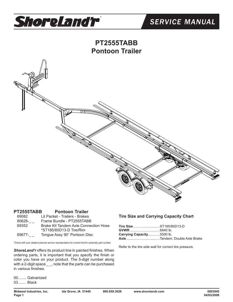 ShoreLand'r PT2555TABB User Manual | 10 pages