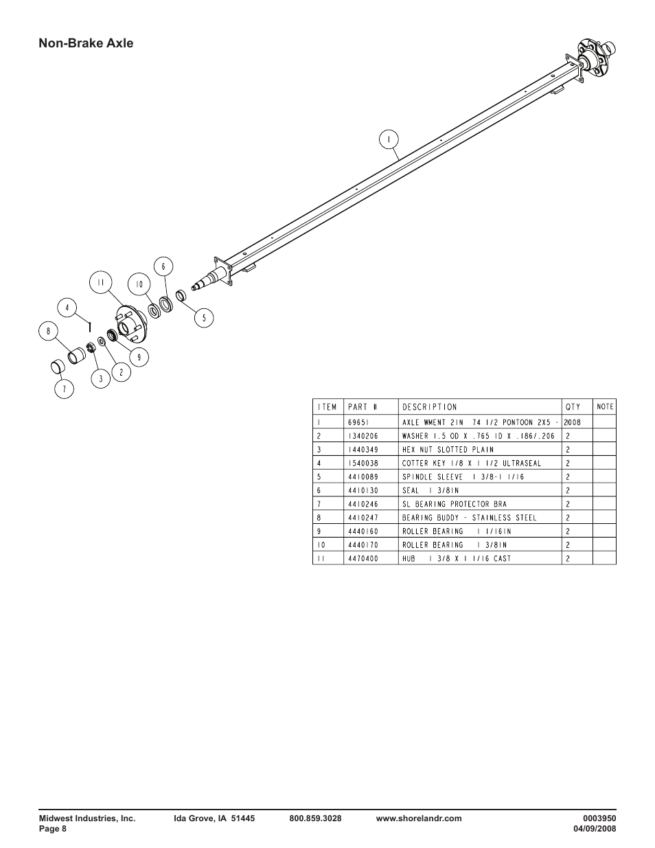 Non-brake axle | ShoreLand'r PT2947TB User Manual | Page 8 / 10