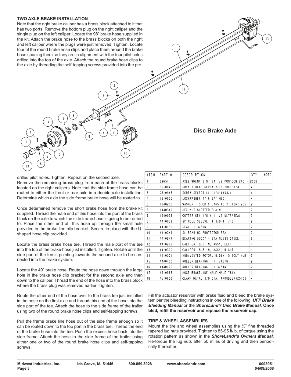 Disc brake axle | ShoreLand'r PT2947TBB User Manual | Page 8 / 10