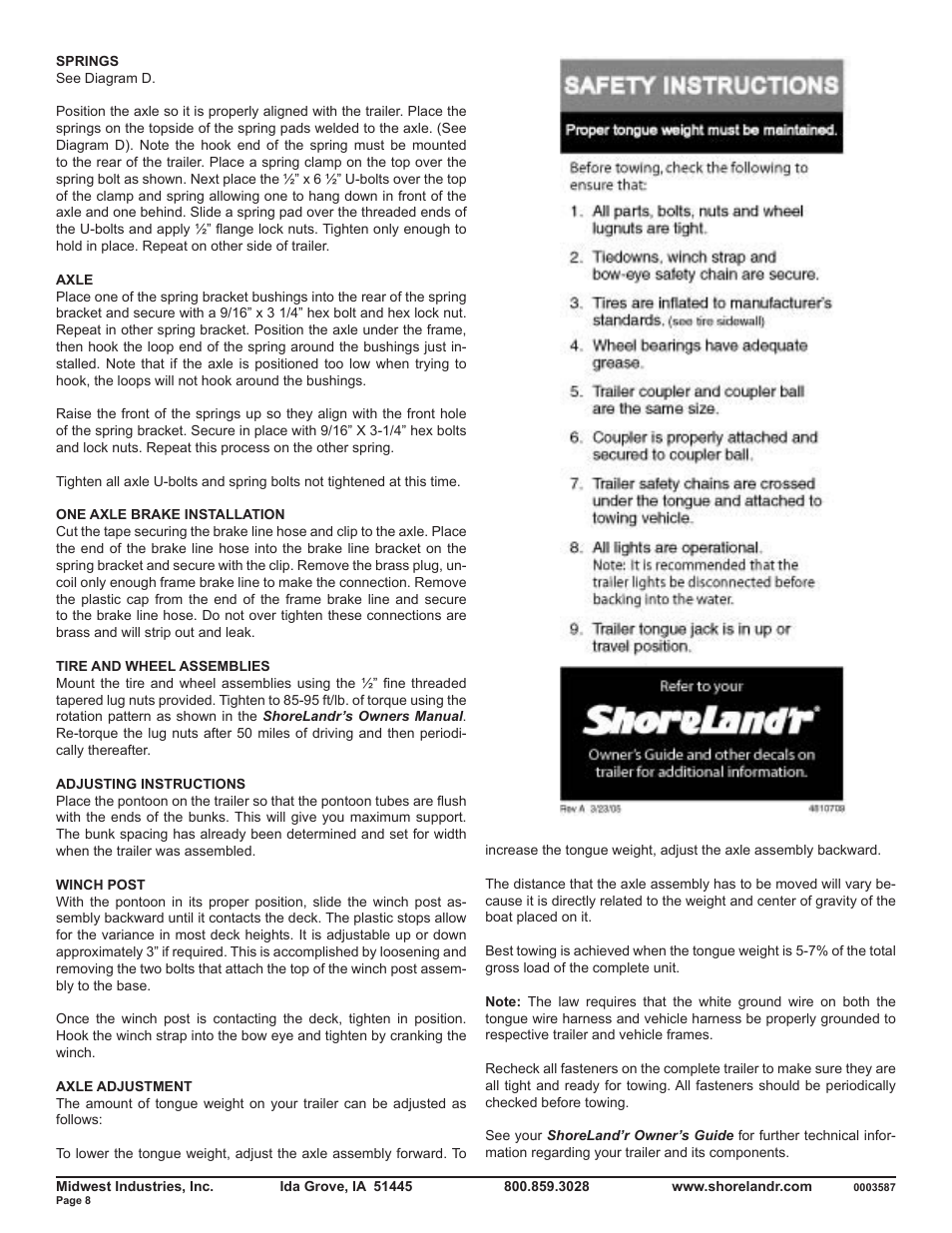 ShoreLand'r PT30TABM User Manual | Page 8 / 8