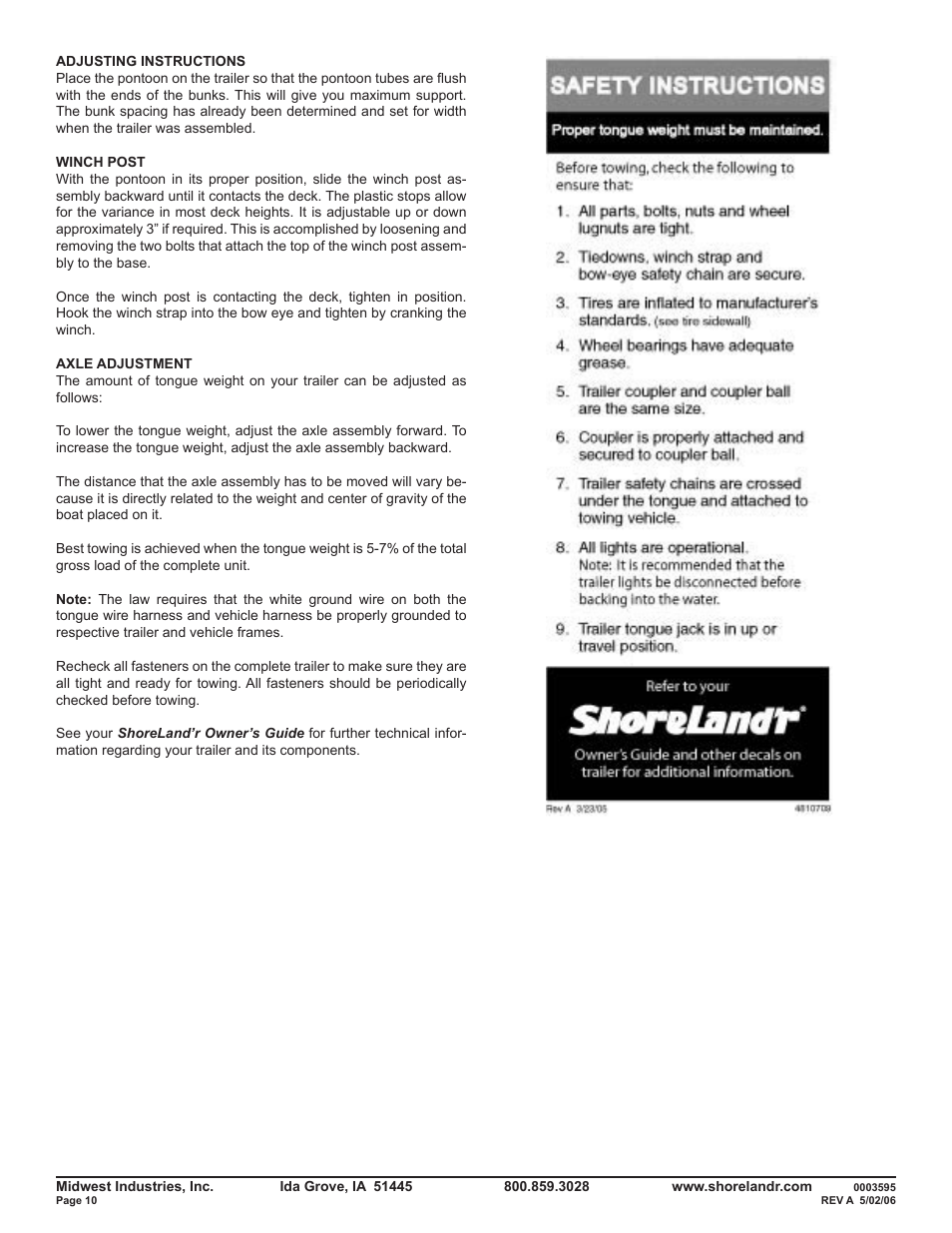 ShoreLand'r PT47TABXL User Manual | Page 10 / 10