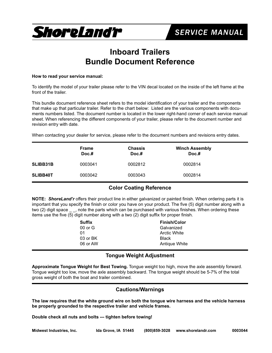 ShoreLand'r SLIB31B User Manual | 11 pages