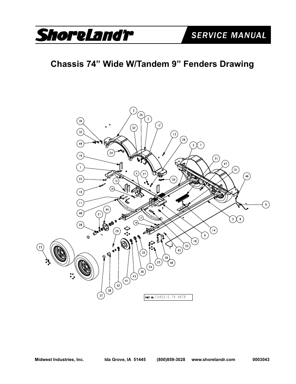 Chassis 74” wide w/tandem 9” fenders drawing | ShoreLand'r SLIB31B User Manual | Page 7 / 11