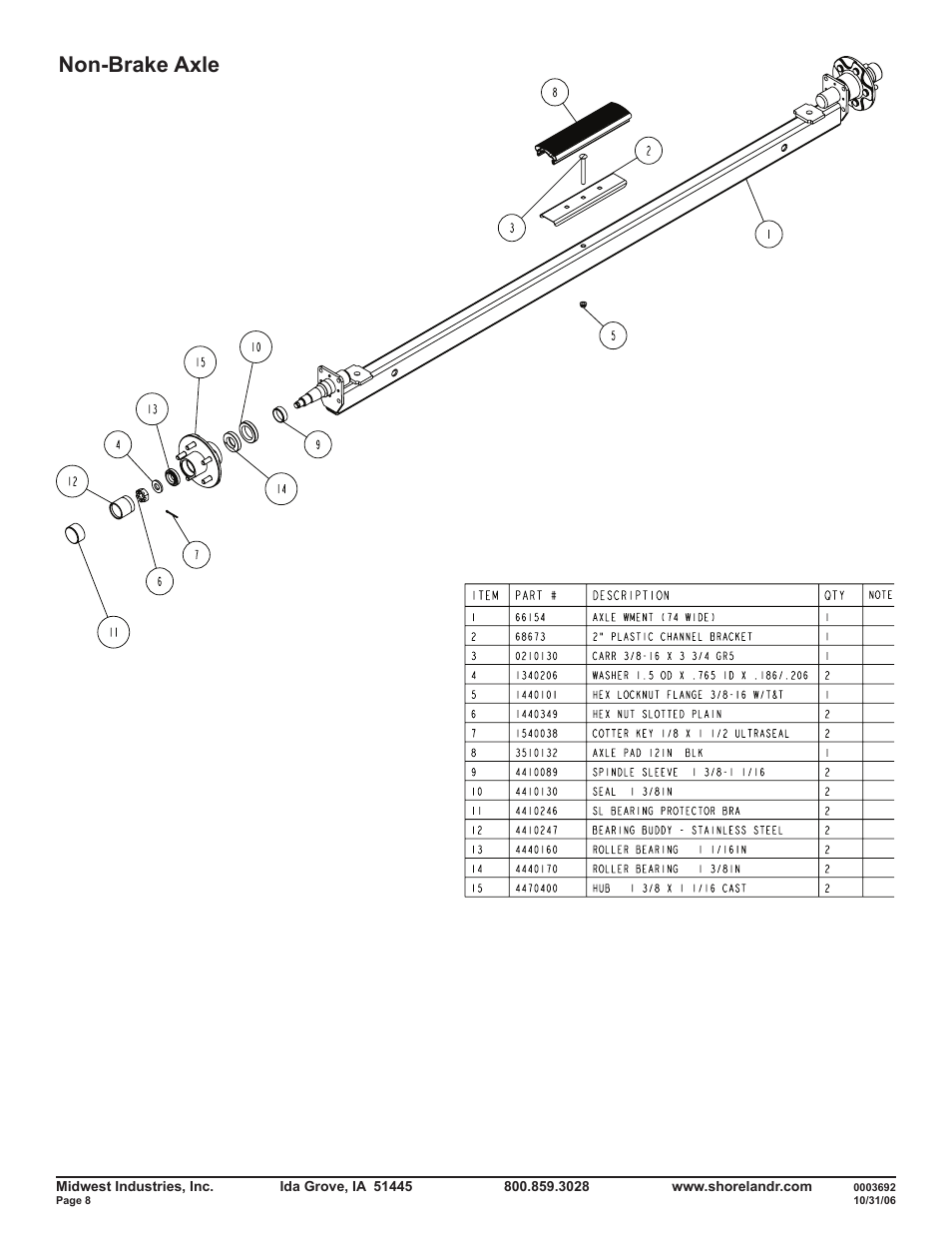 Non-brake axle | ShoreLand'r SLIB40TB-BB User Manual | Page 8 / 12