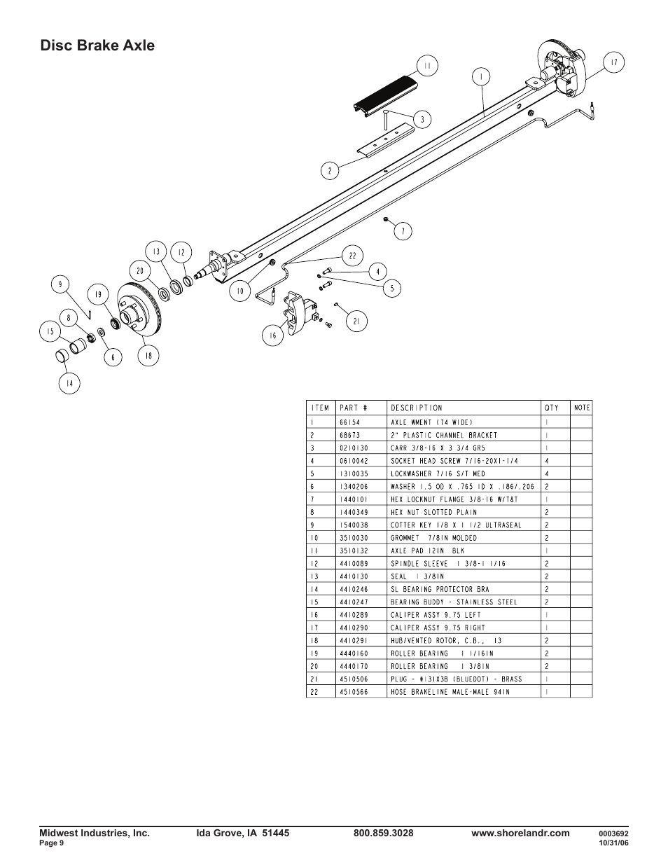 Disc brake axle | ShoreLand'r SLIB40TB-BB User Manual | Page 9 / 12