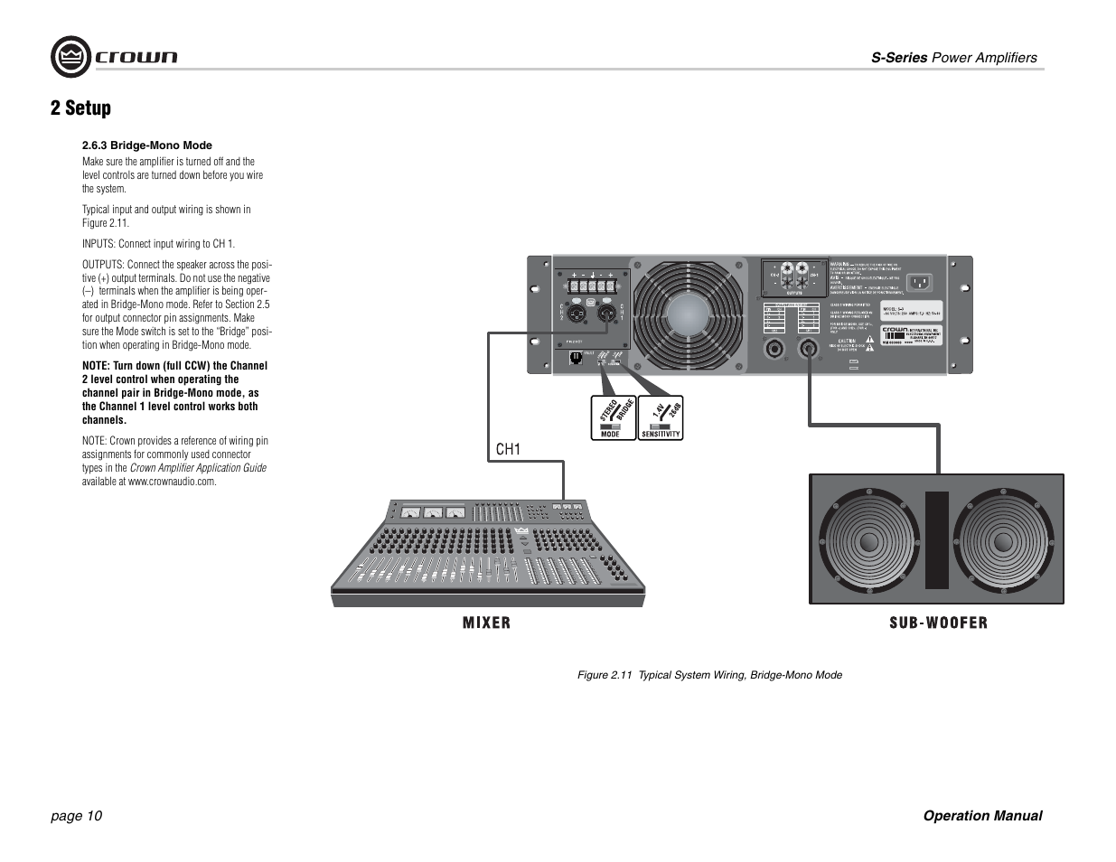 2 setup | Crown Audio S Series User Manual | Page 10 / 28