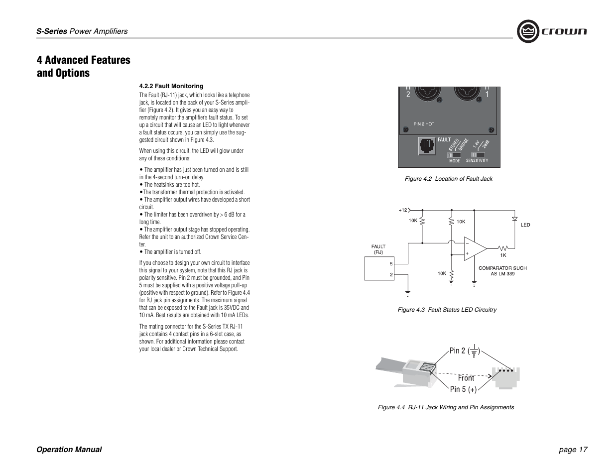 4 advanced features and options | Crown Audio S Series User Manual | Page 17 / 28