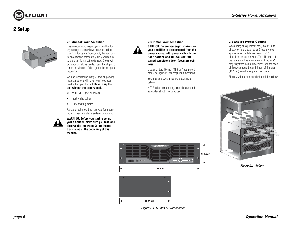 2 setup | Crown Audio S Series User Manual | Page 6 / 28