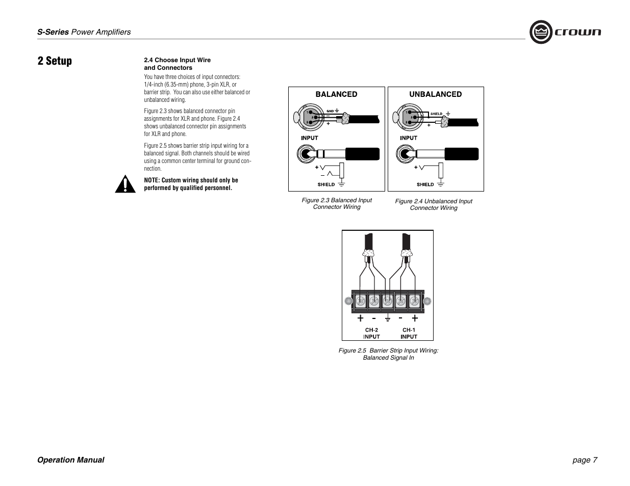 2 setup | Crown Audio S Series User Manual | Page 7 / 28