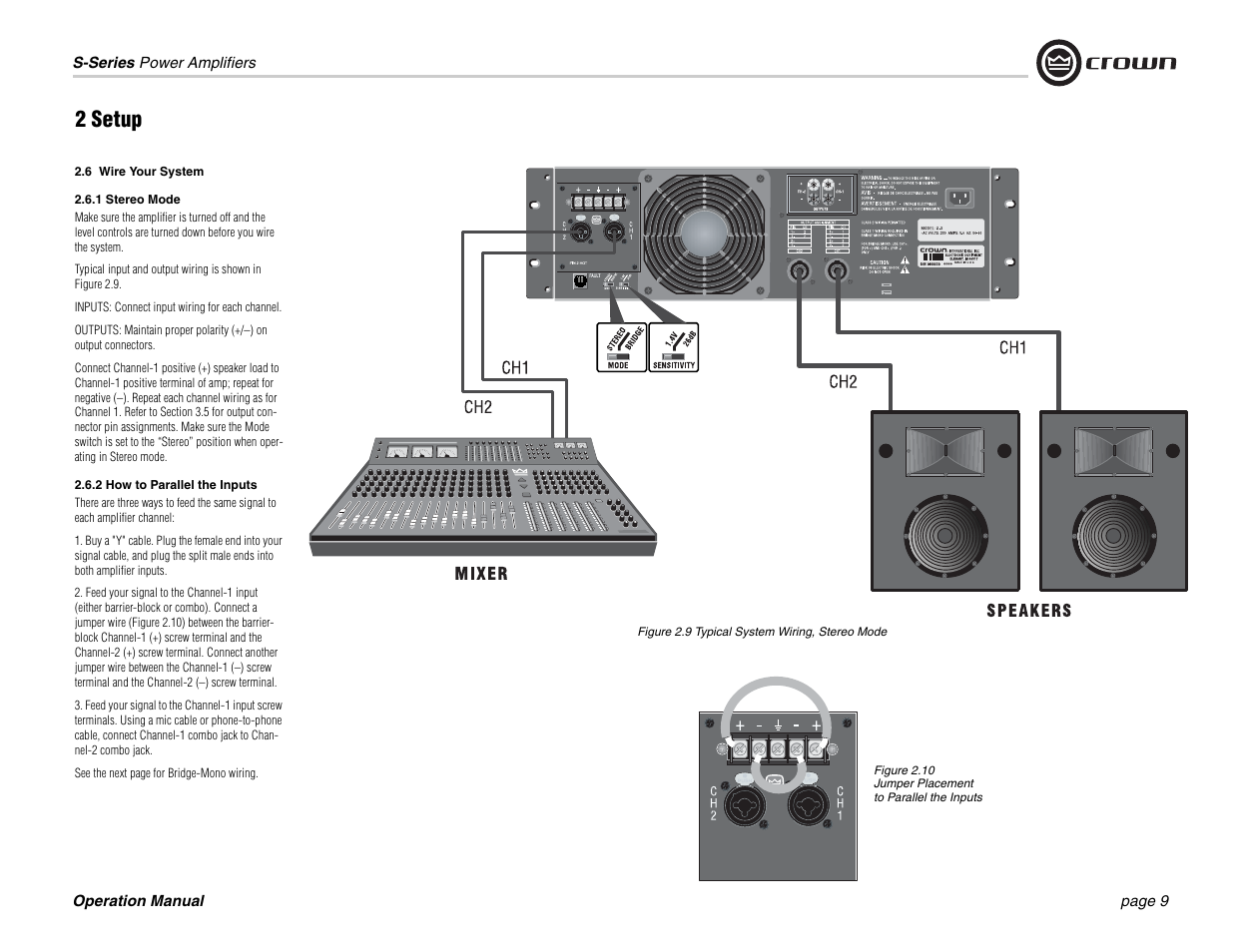 2 setup | Crown Audio S Series User Manual | Page 9 / 28