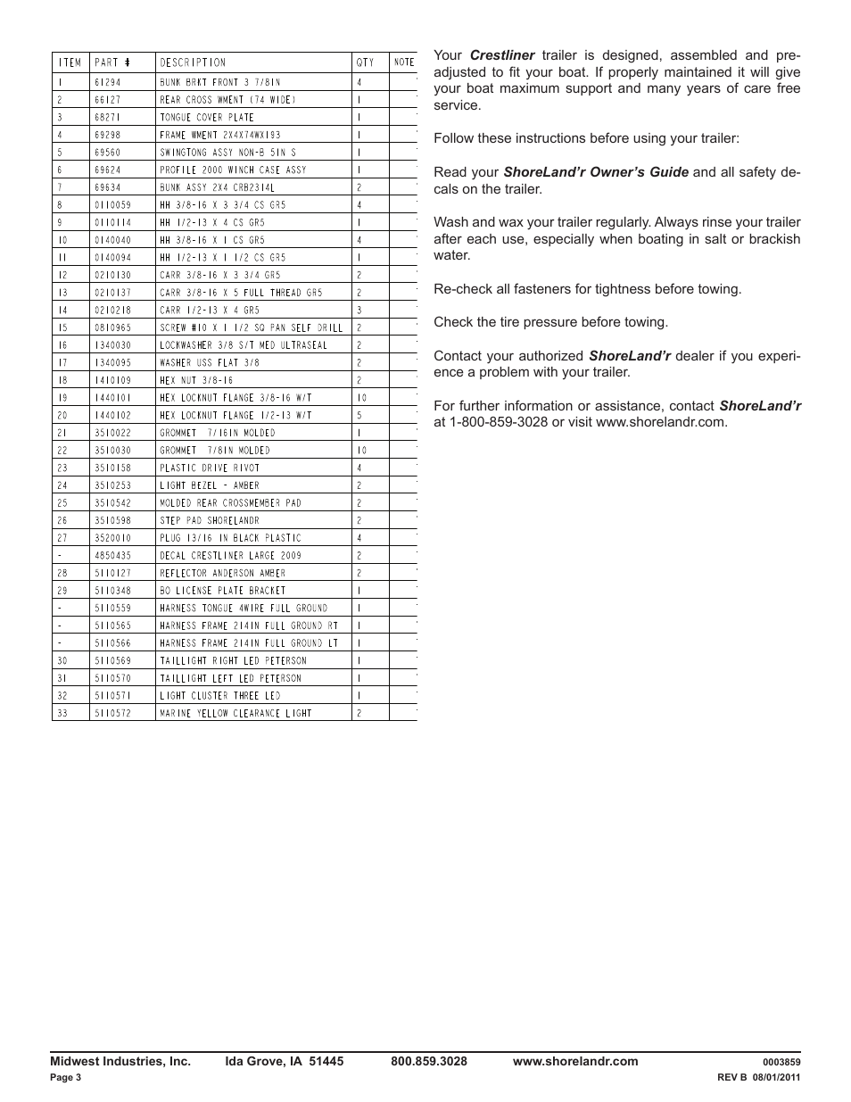 ShoreLand'r CRB2314L V.1 User Manual | Page 3 / 9