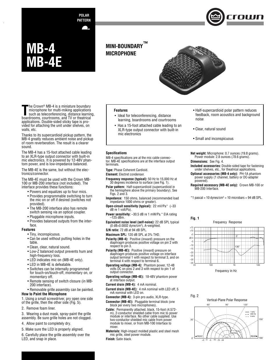 Crown Audio MB-4 User Manual | 2 pages