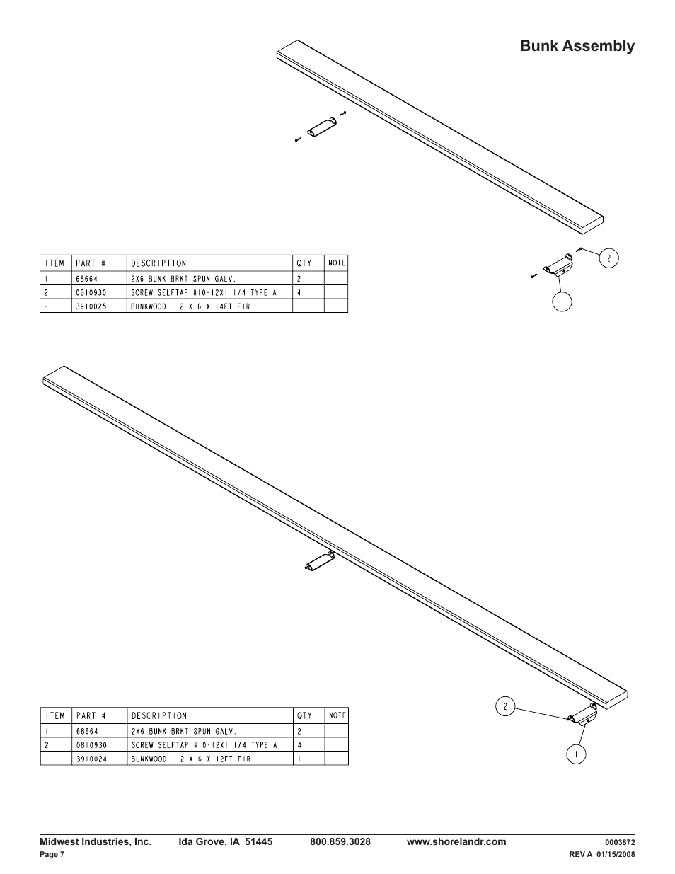 Bunk assembly | ShoreLand'r CRB46TCBL V.1 User Manual | Page 7 / 12