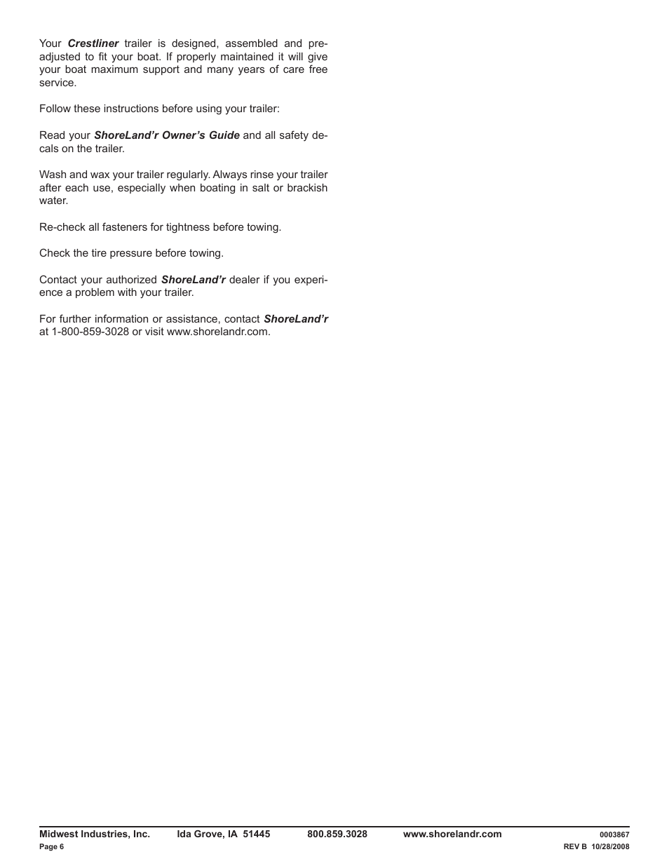 ShoreLand'r CRR14TM V.1 User Manual | Page 6 / 6