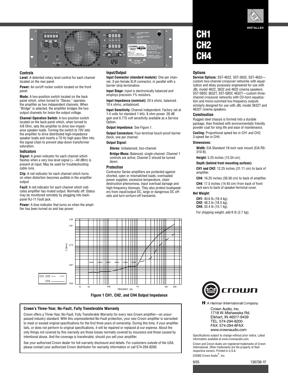 Ch1 ch2 ch4 | Crown Audio CH1 User Manual | Page 2 / 2