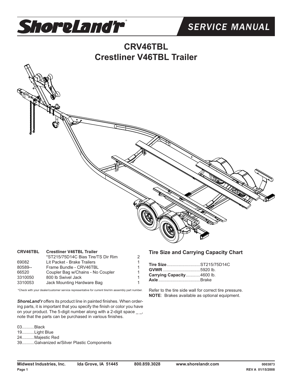 ShoreLand'r CRV46TBL V.1 User Manual | 12 pages