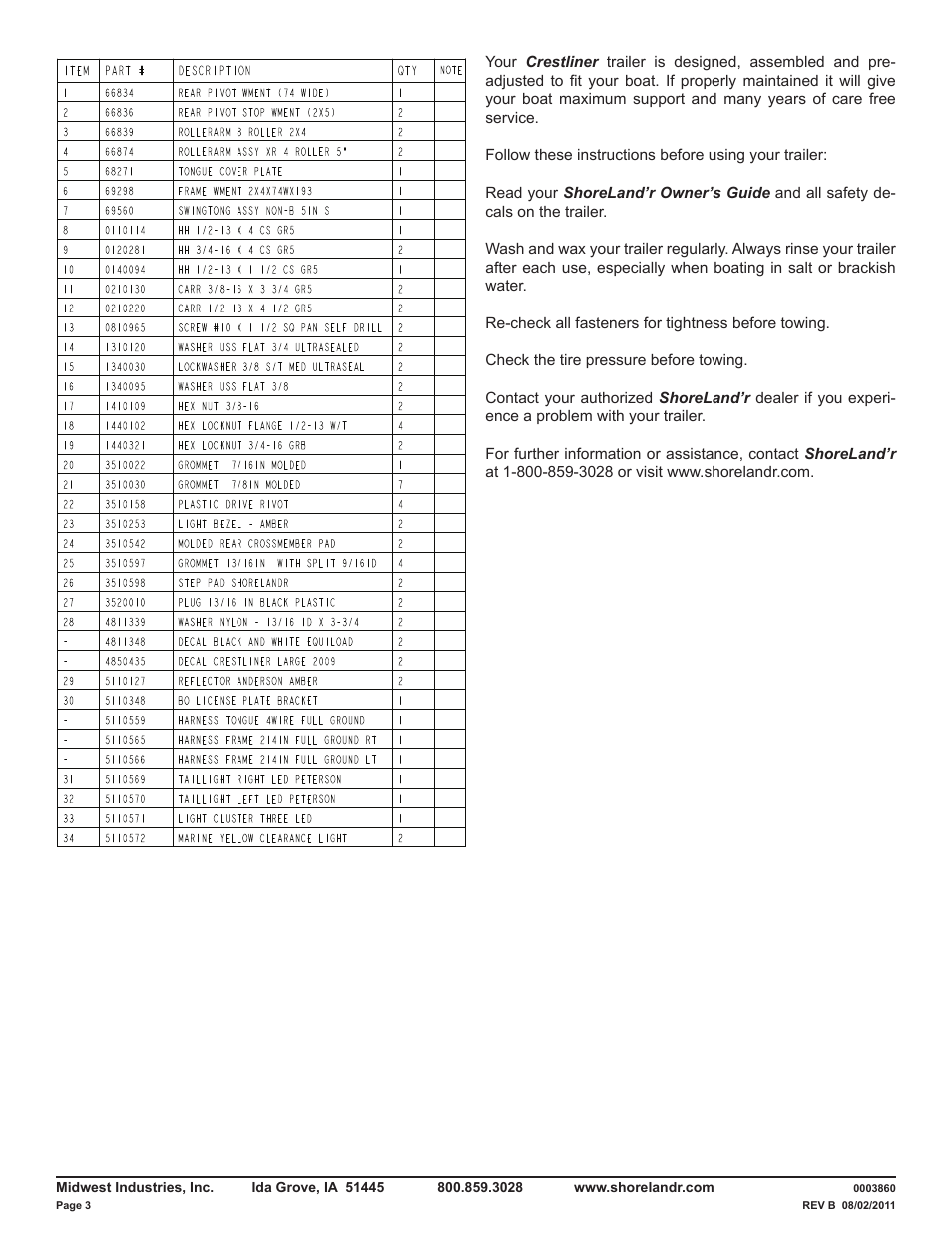ShoreLand'r CRXR2314L V.1 User Manual | Page 3 / 10