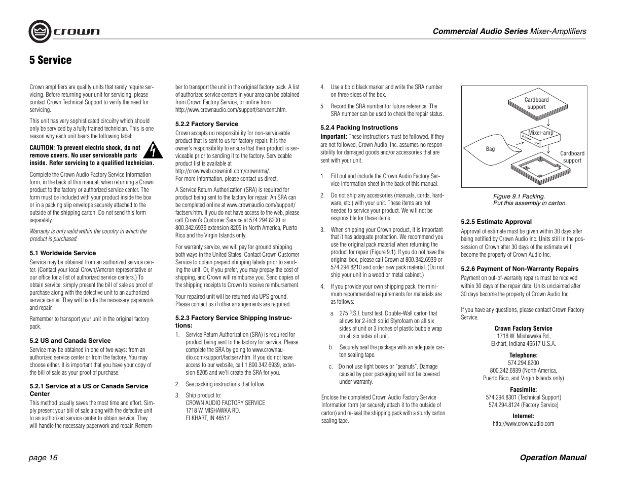 5 service | Crown Audio 180MA 280MA User Manual | Page 16 / 24