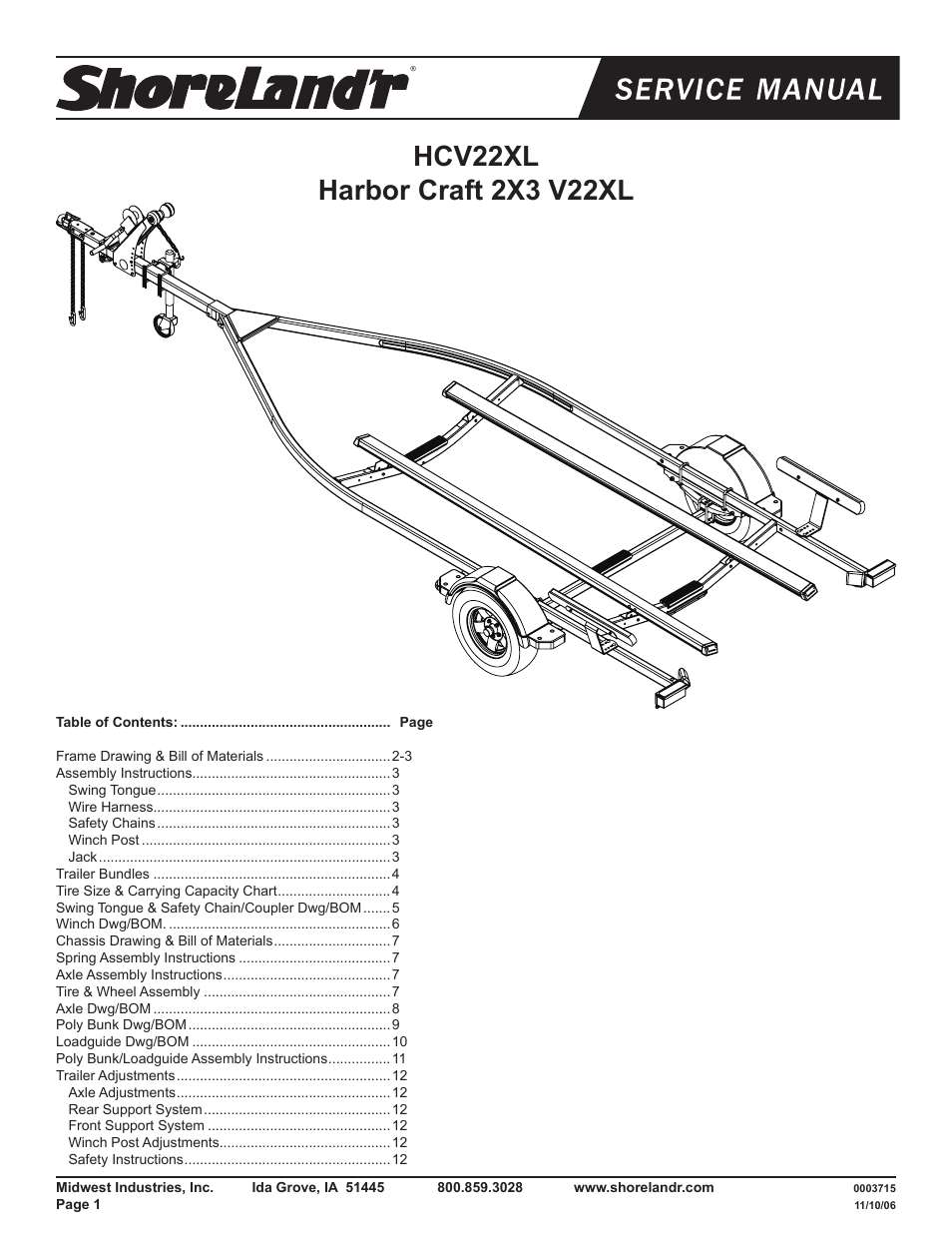 ShoreLand'r HCV22XL User Manual | 12 pages