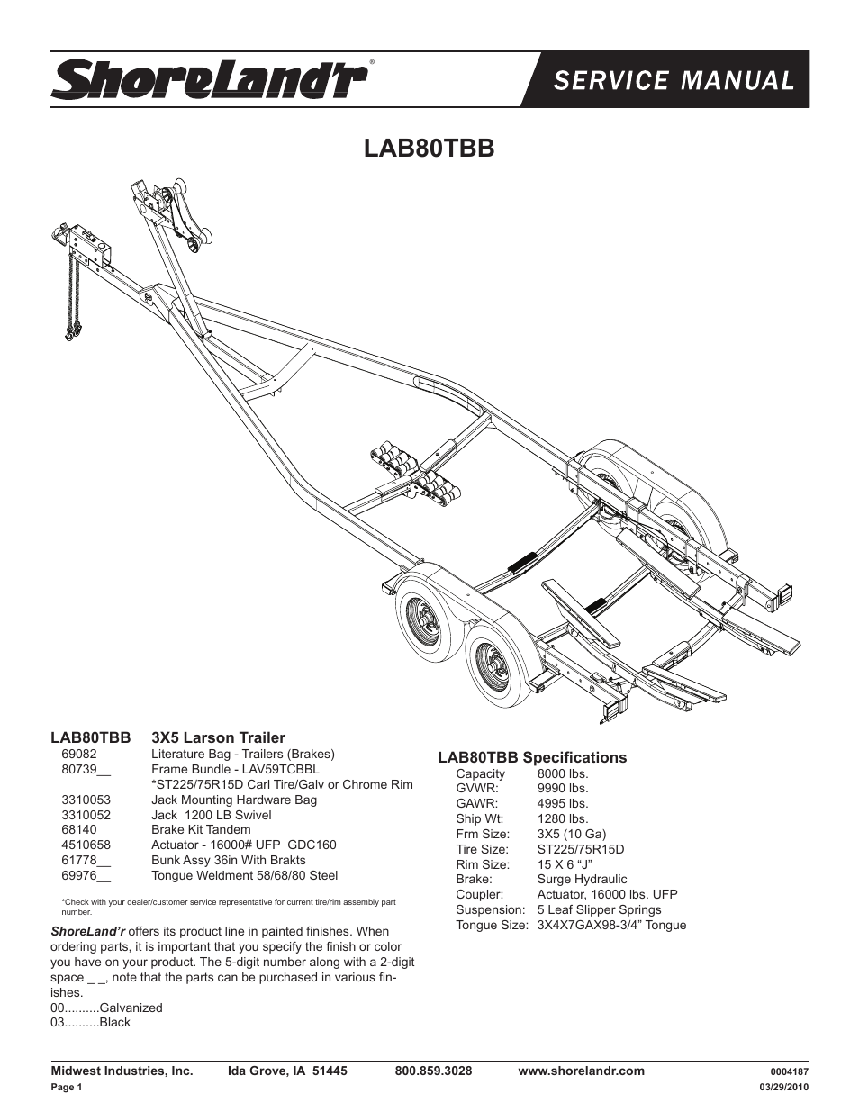 ShoreLand'r LAB80TBB User Manual | 15 pages