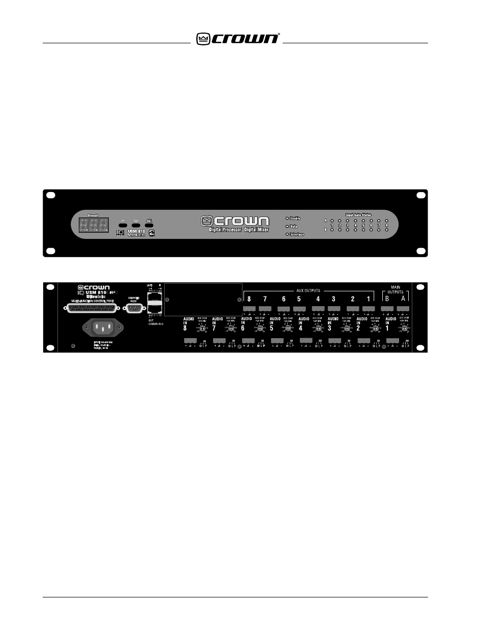 Front and rear views | Crown Audio IQ-USM 810 User Manual | Page 8 / 172