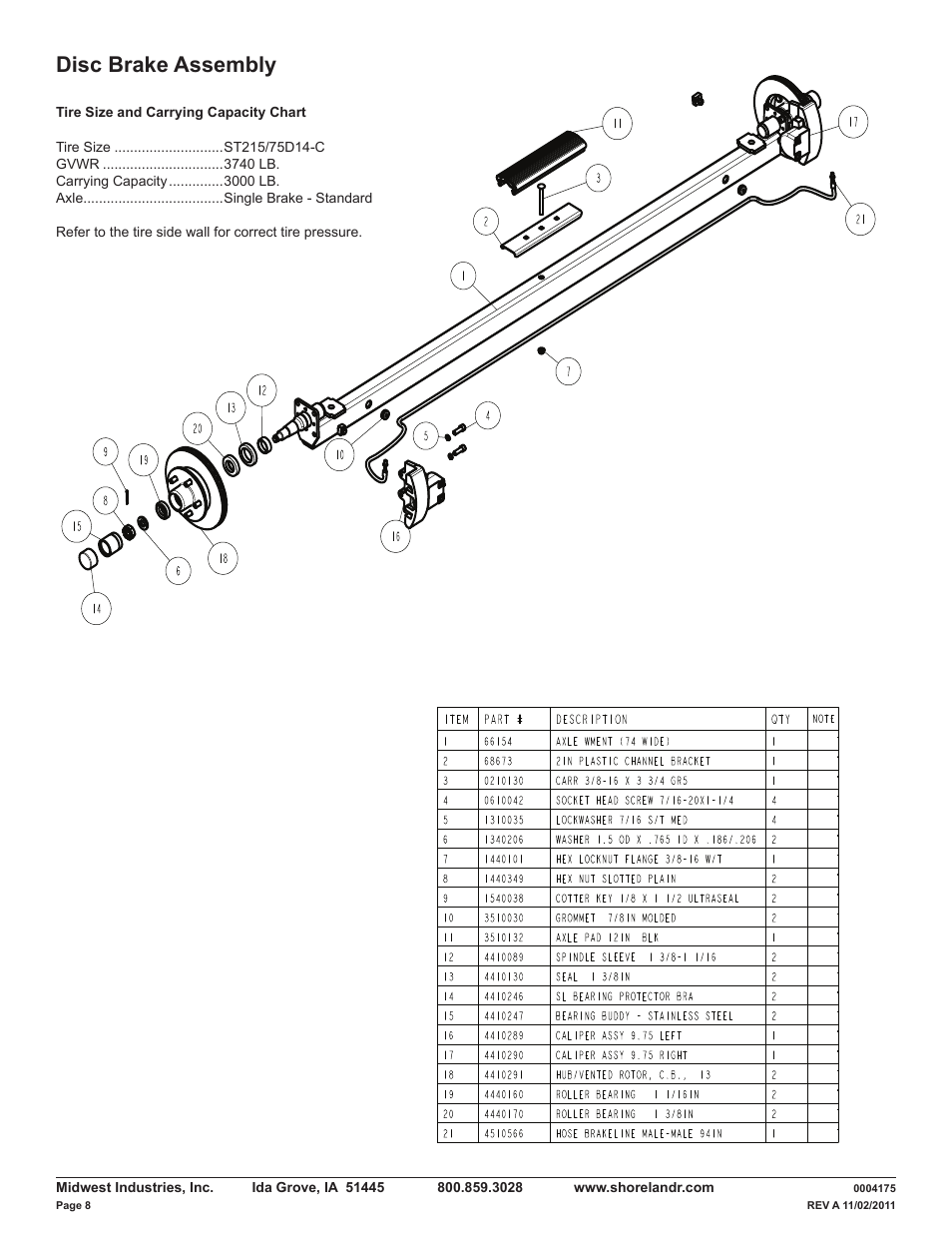 Disc brake assembly | ShoreLand'r LAV30BS V.1 User Manual | Page 8 / 12