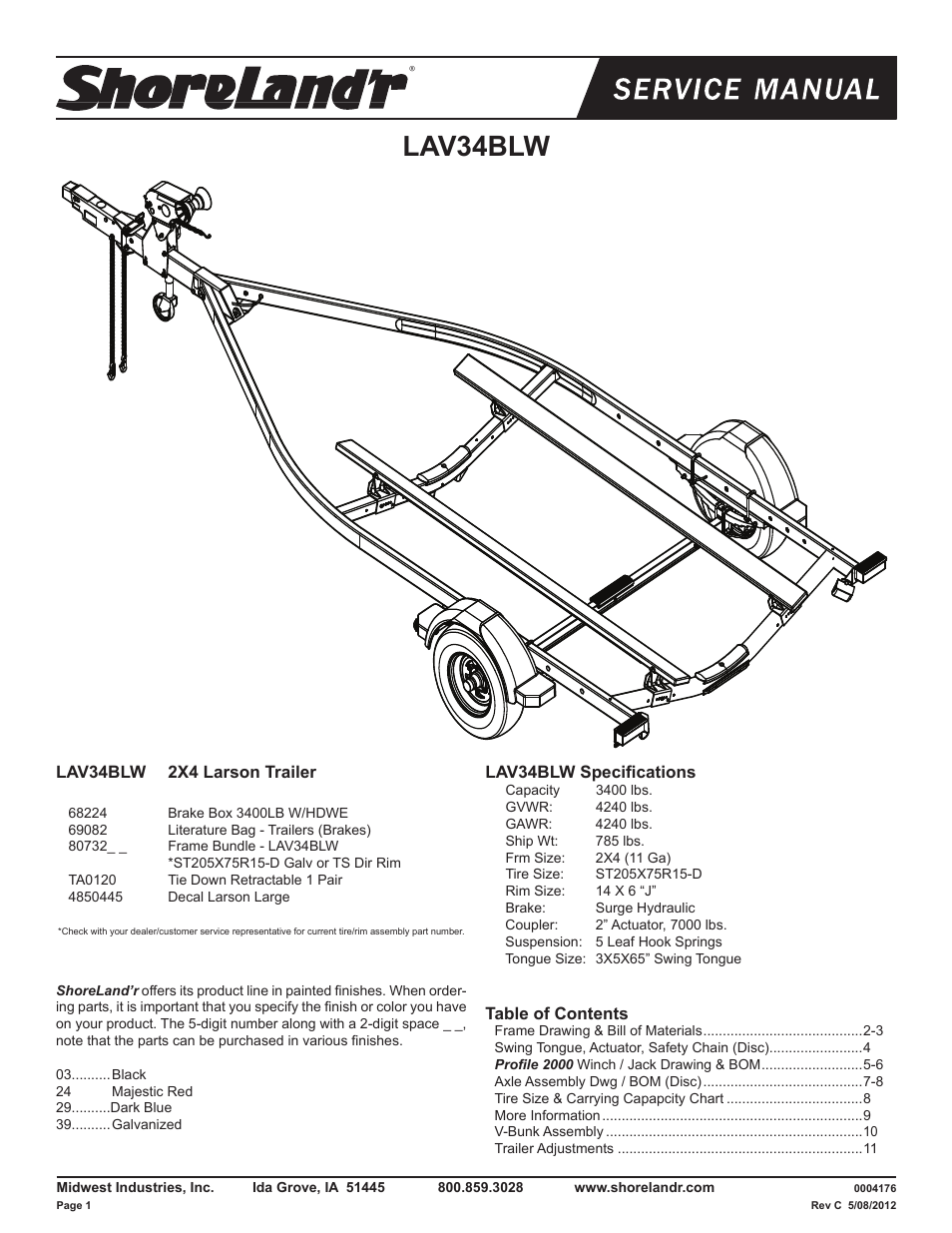 ShoreLand'r LAV34BLW V.2 User Manual | 12 pages