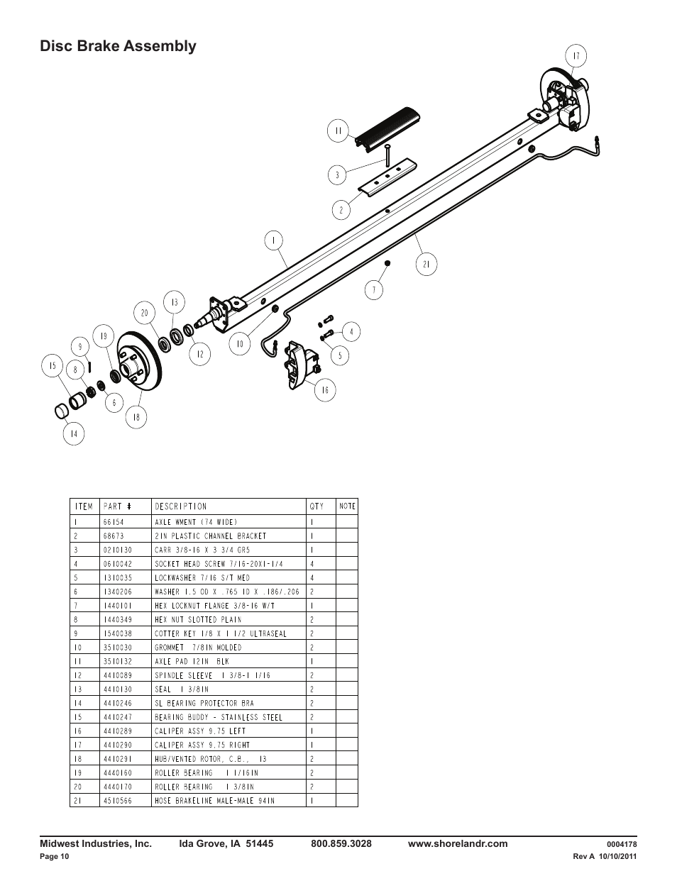 Disc brake assembly | ShoreLand'r LAV46TCBB V.2 User Manual | Page 10 / 13