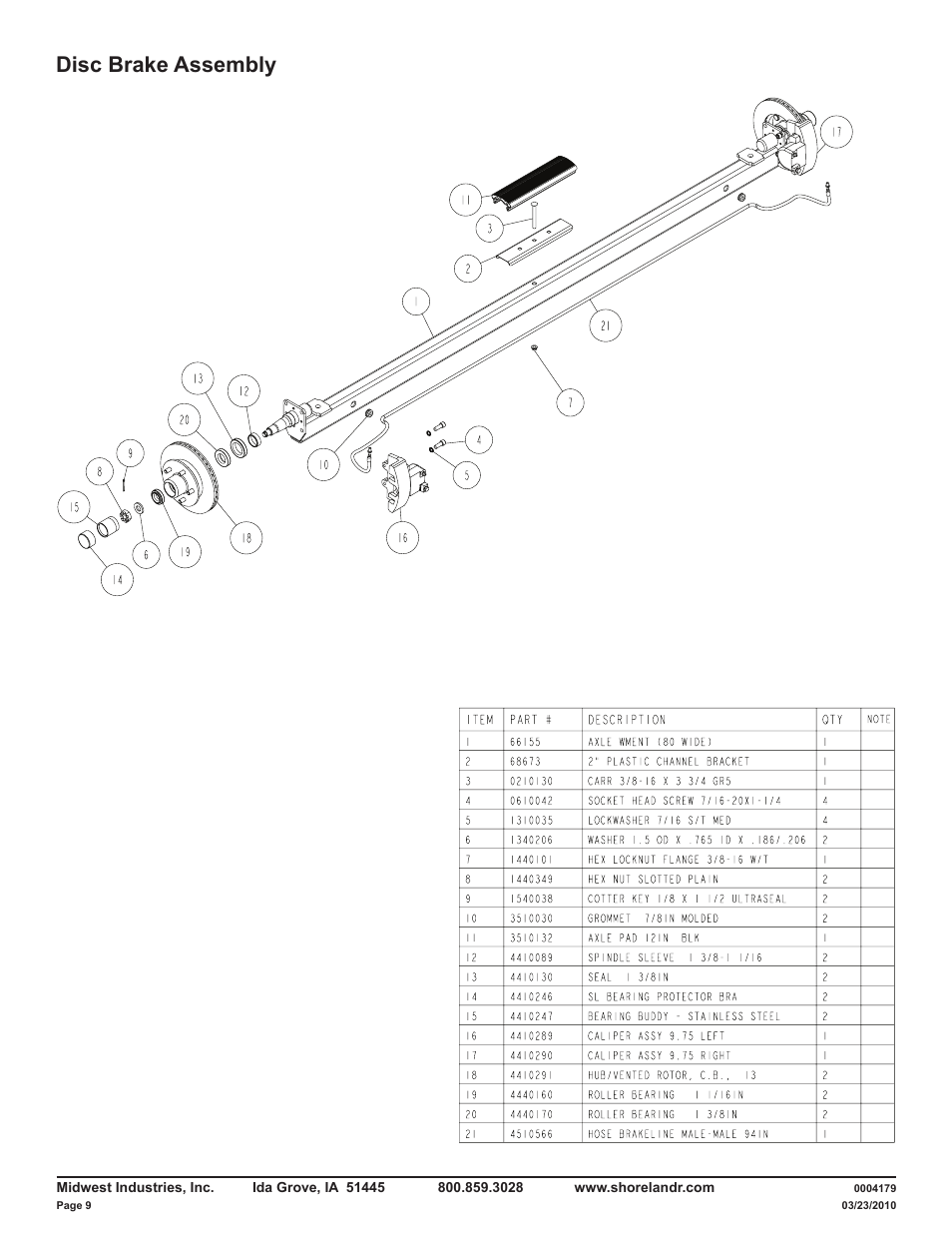 Disc brake assembly | ShoreLand'r LAV55TBB V.2 User Manual | Page 9 / 13