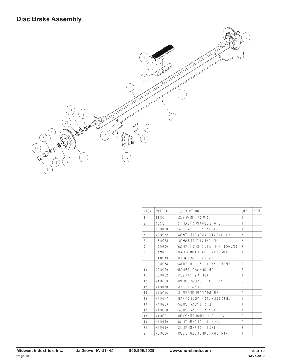 Disc brake assembly | ShoreLand'r LAV55TCBB V.1 User Manual | Page 10 / 13
