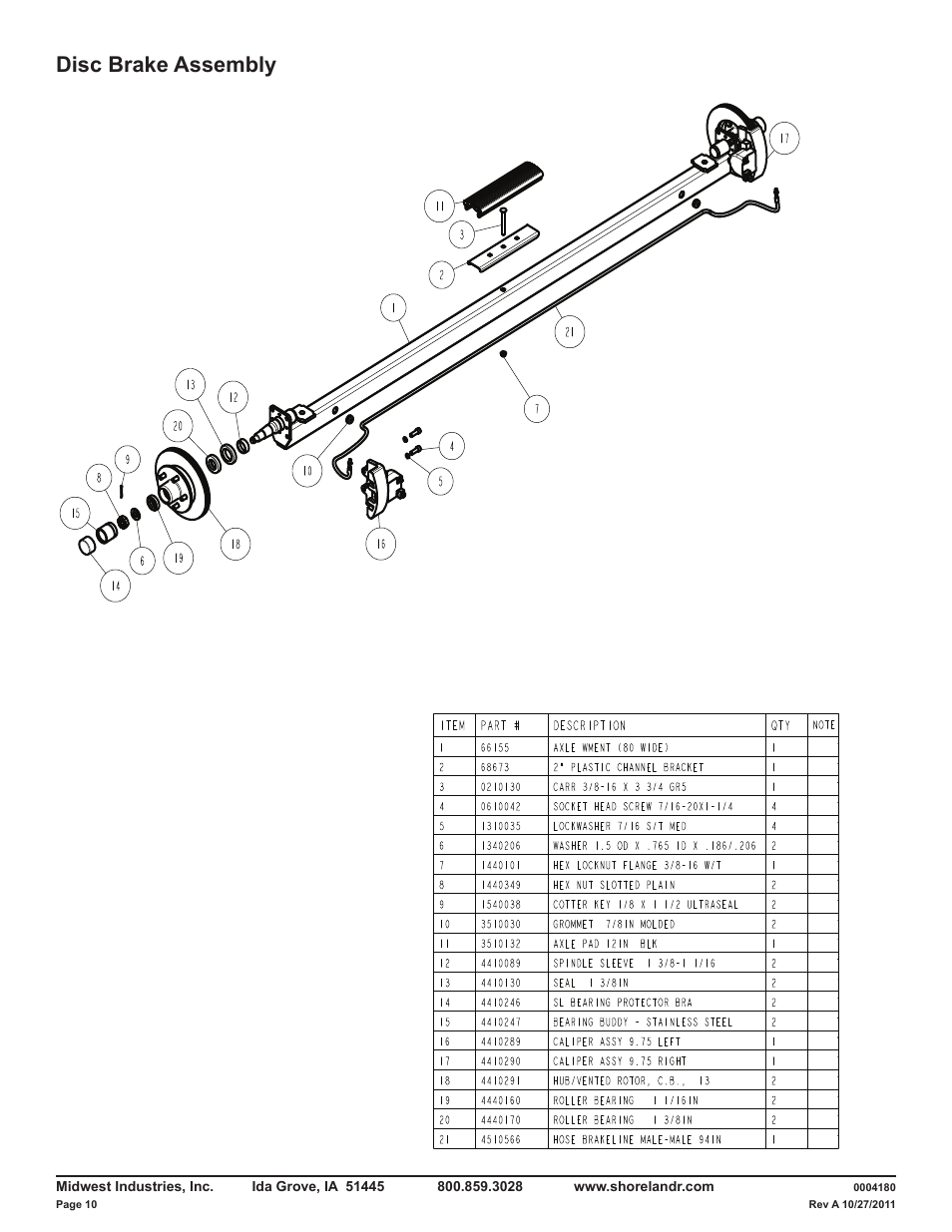 Disc brake assembly | ShoreLand'r LAV55TCBB V.2 User Manual | Page 10 / 13