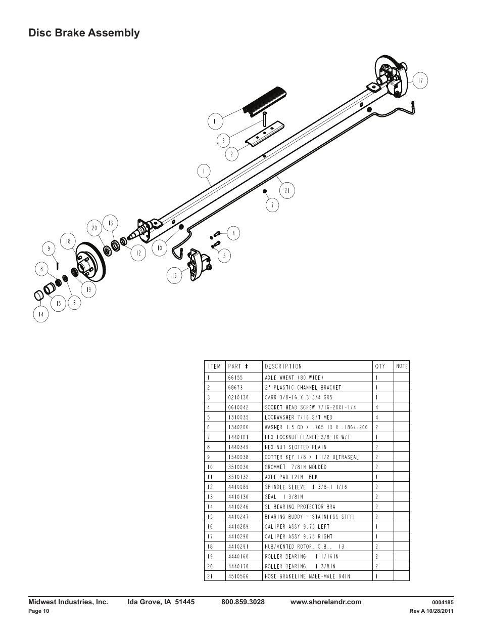 Disc brake assembly | ShoreLand'r LAV59TBBL V.1 User Manual | Page 10 / 13