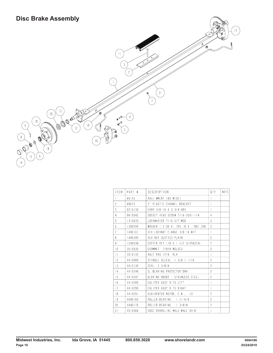 Disc brake assembly | ShoreLand'r LAV59TCBBL V.1 User Manual | Page 10 / 13