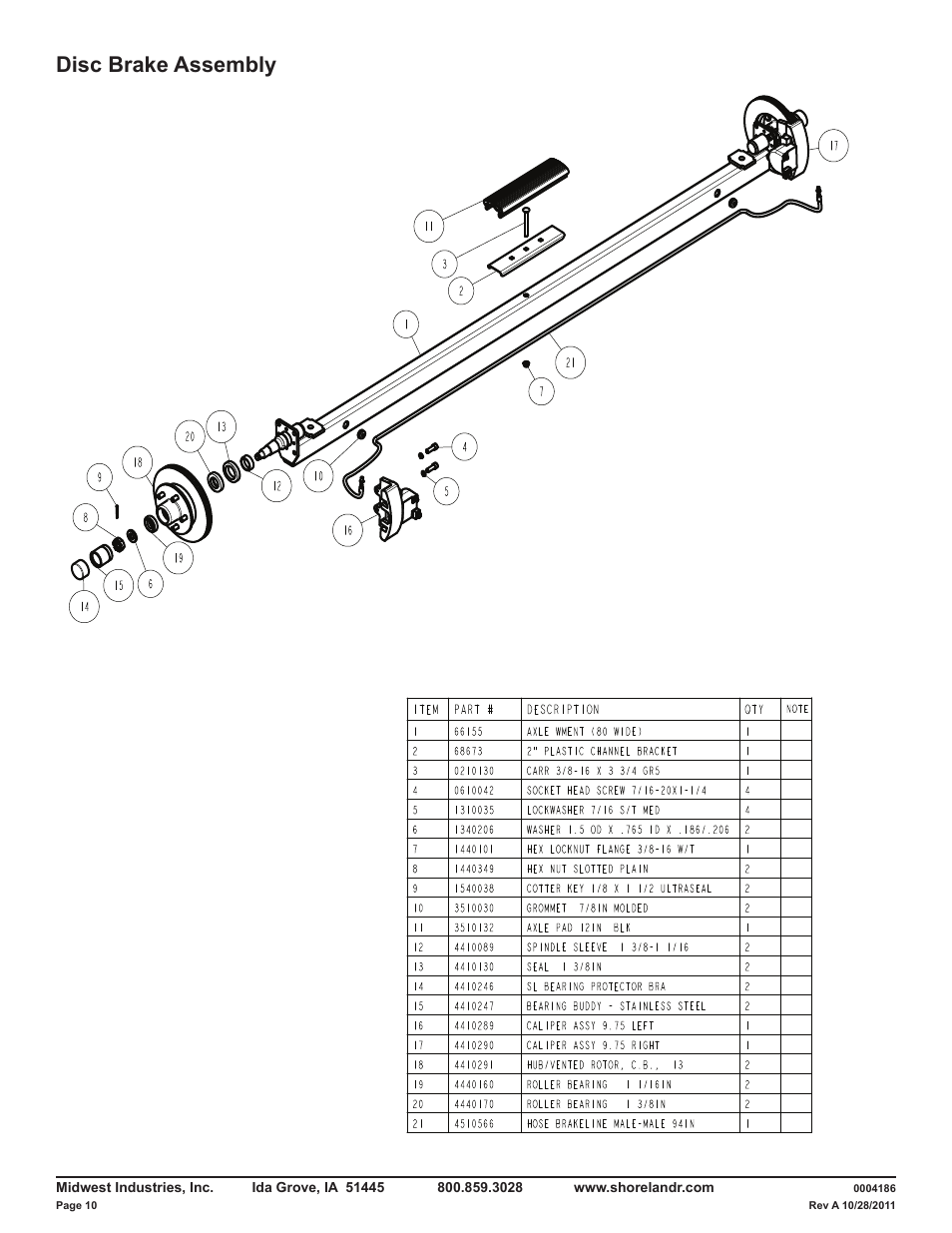 Disc brake assembly | ShoreLand'r LAV59TCBBL V.2 User Manual | Page 10 / 13