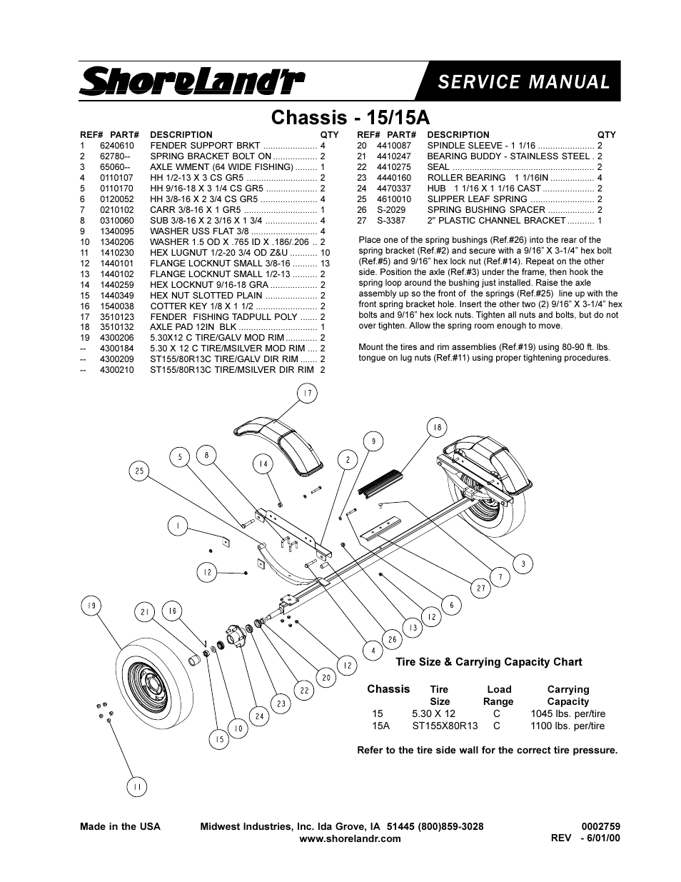 Chassis - 15/15a | ShoreLand'r LIB15 User Manual | Page 7 / 8