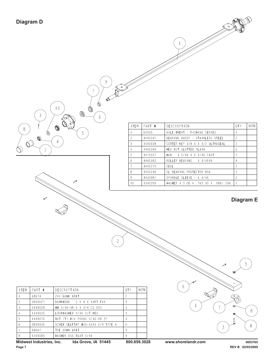 Diagram d diagram e | ShoreLand'r LUB14TL V.1 User Manual | Page 7 / 8