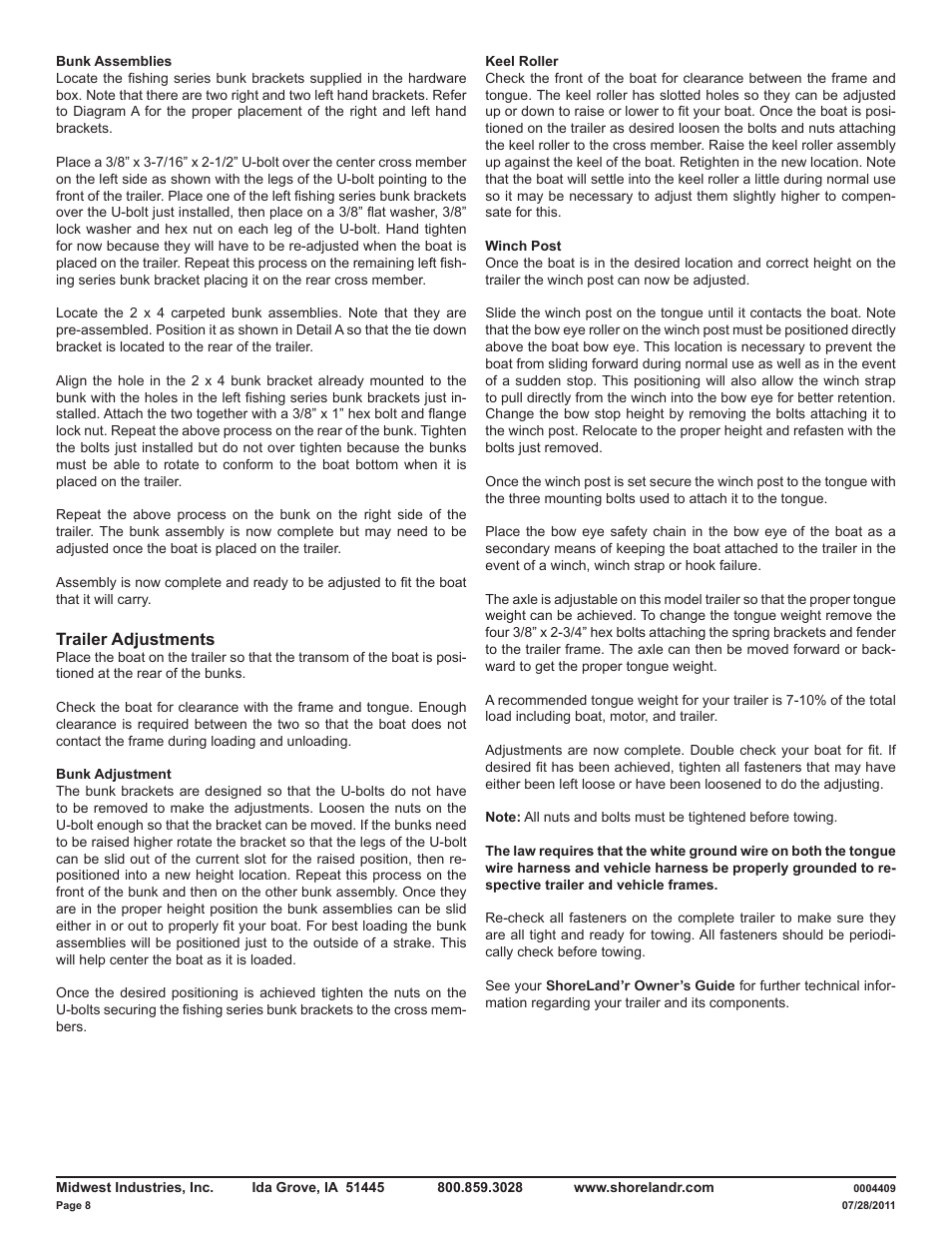 ShoreLand'r LUB14TS User Manual | Page 8 / 8