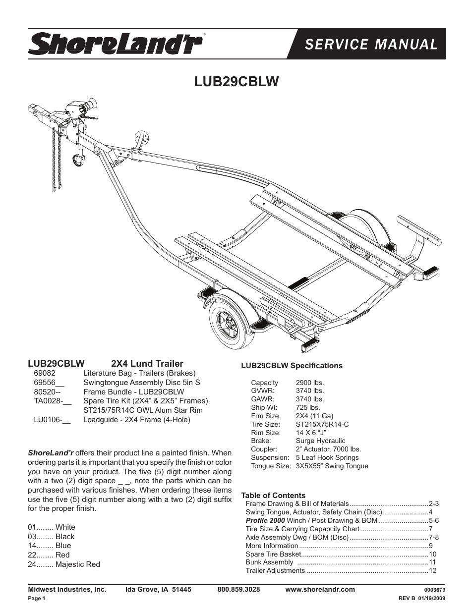 ShoreLand'r LUB29CBLW V.1 User Manual | 12 pages