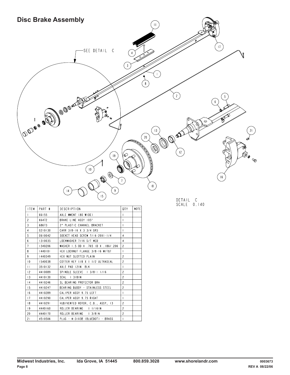 Disc brake assembly | ShoreLand'r LUB29CBLW V.2 User Manual | Page 8 / 12