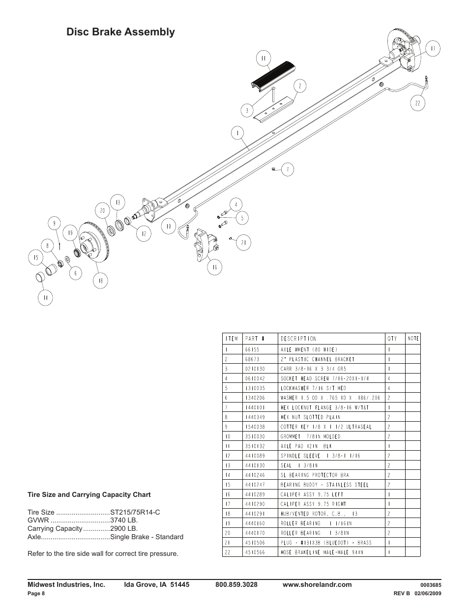 Disc brake assembly | ShoreLand'r LUB29CBSW V.1 User Manual | Page 8 / 14