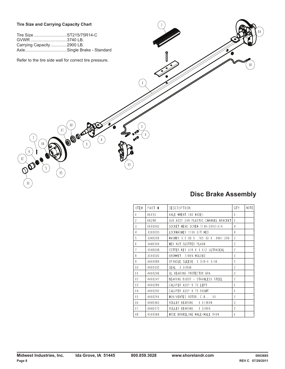 Disc brake assembly | ShoreLand'r LUB29CBSW V.3 User Manual | Page 8 / 14