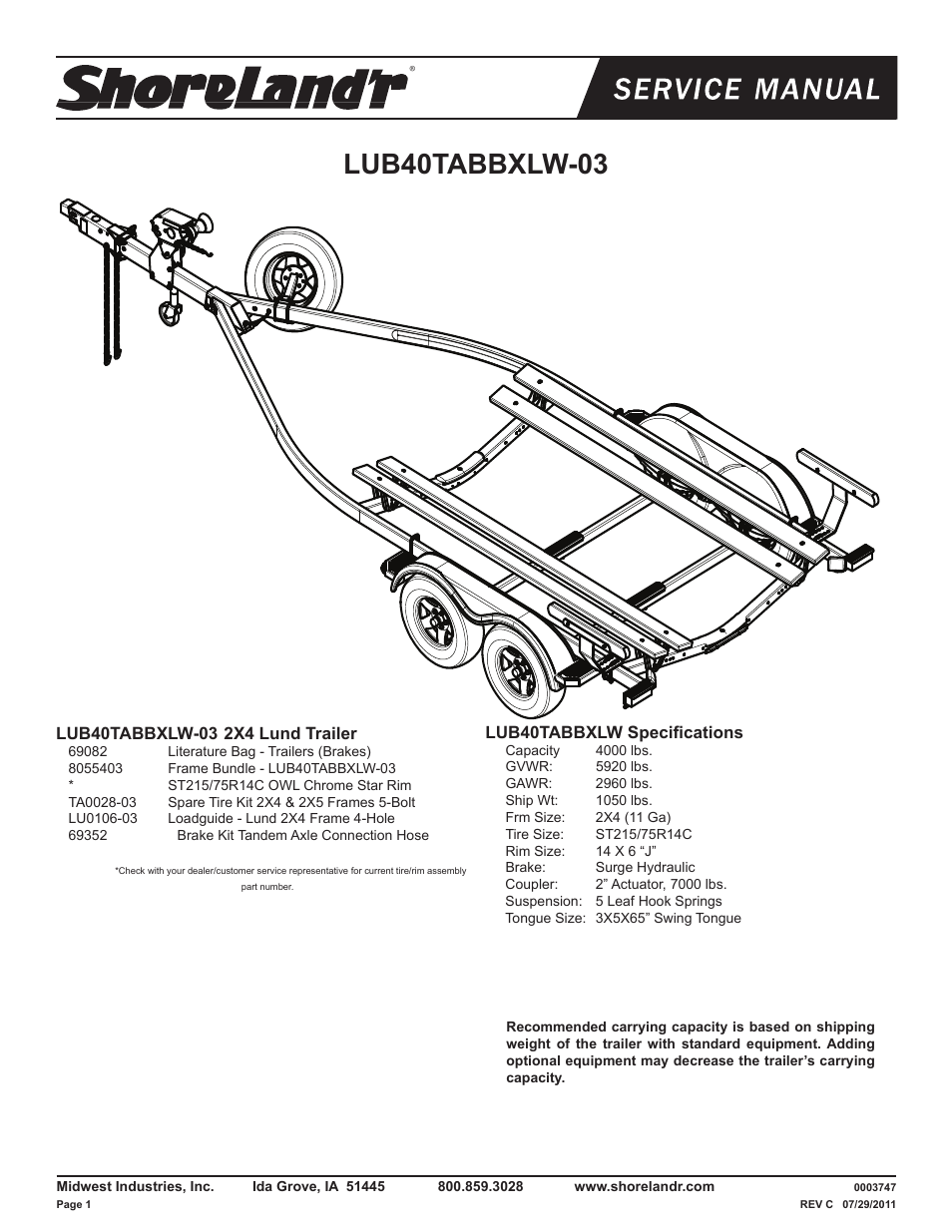 ShoreLand'r LUB40TABBXLW V.1 User Manual | 15 pages