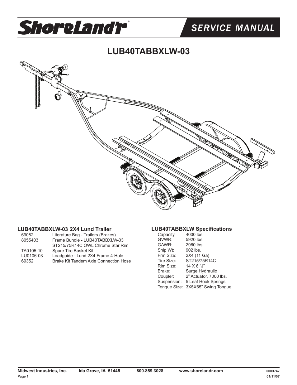 ShoreLand'r LUB40TABBXLW V.2 User Manual | 14 pages