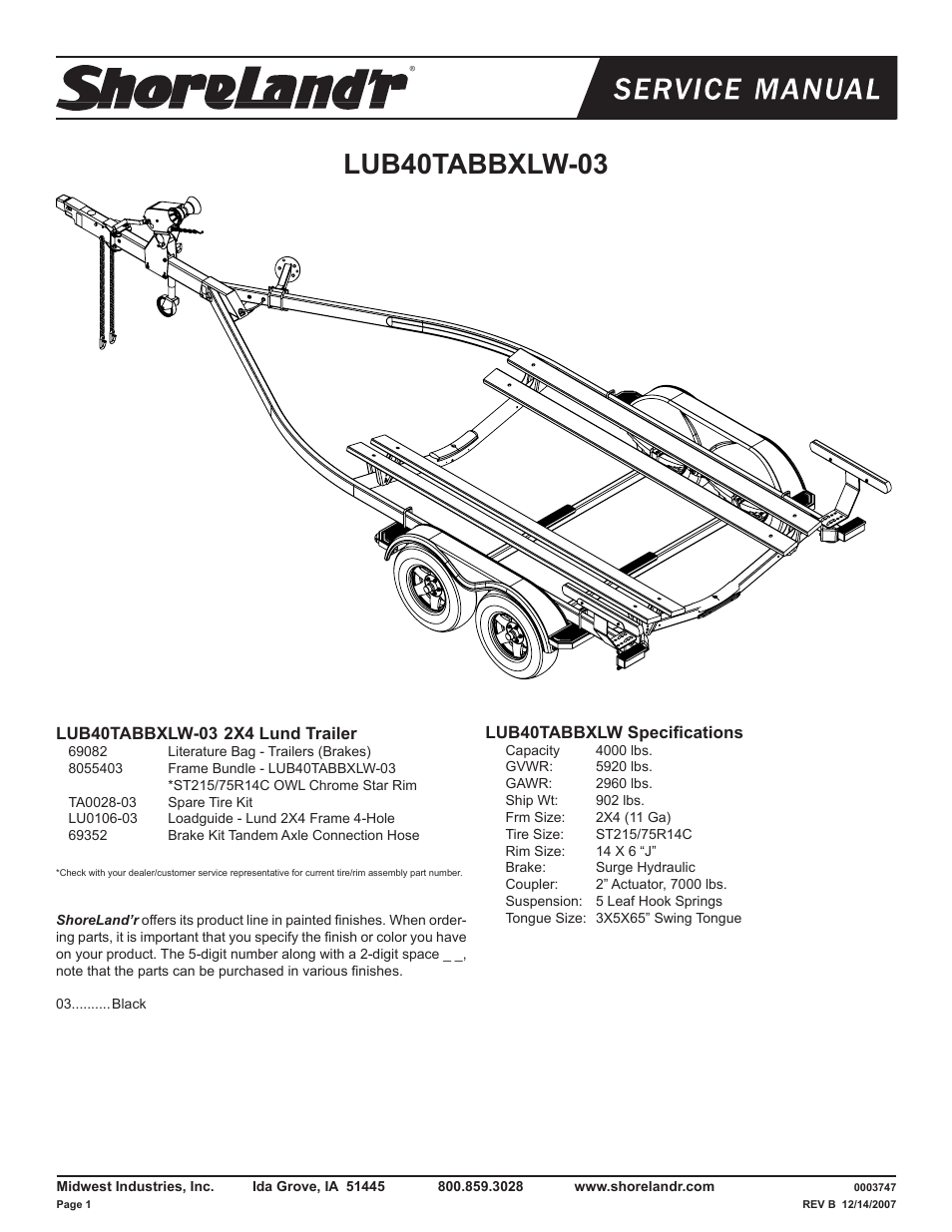 ShoreLand'r LUB40TABBXLW V.3 User Manual | 14 pages