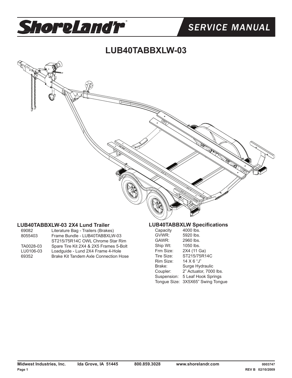 ShoreLand'r LUB40TABBXLW V.4 User Manual | 15 pages