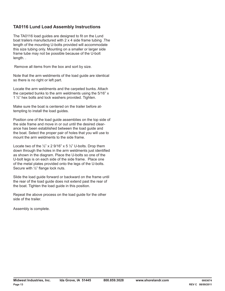 ShoreLand'r LUB40TCBXLW V.1 User Manual | Page 13 / 15
