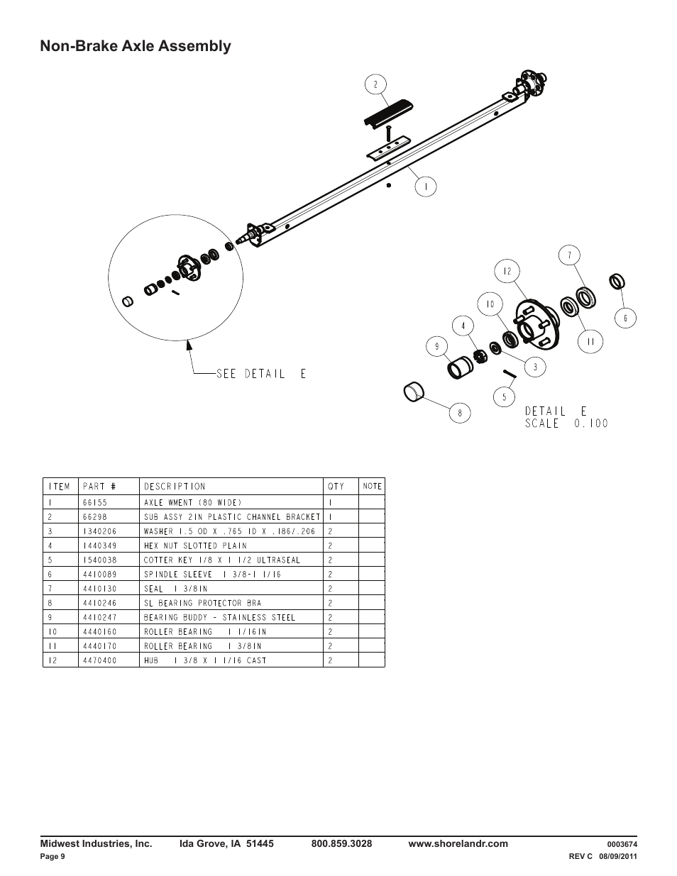 Non-brake axle assembly | ShoreLand'r LUB40TCBXLW V.1 User Manual | Page 9 / 15